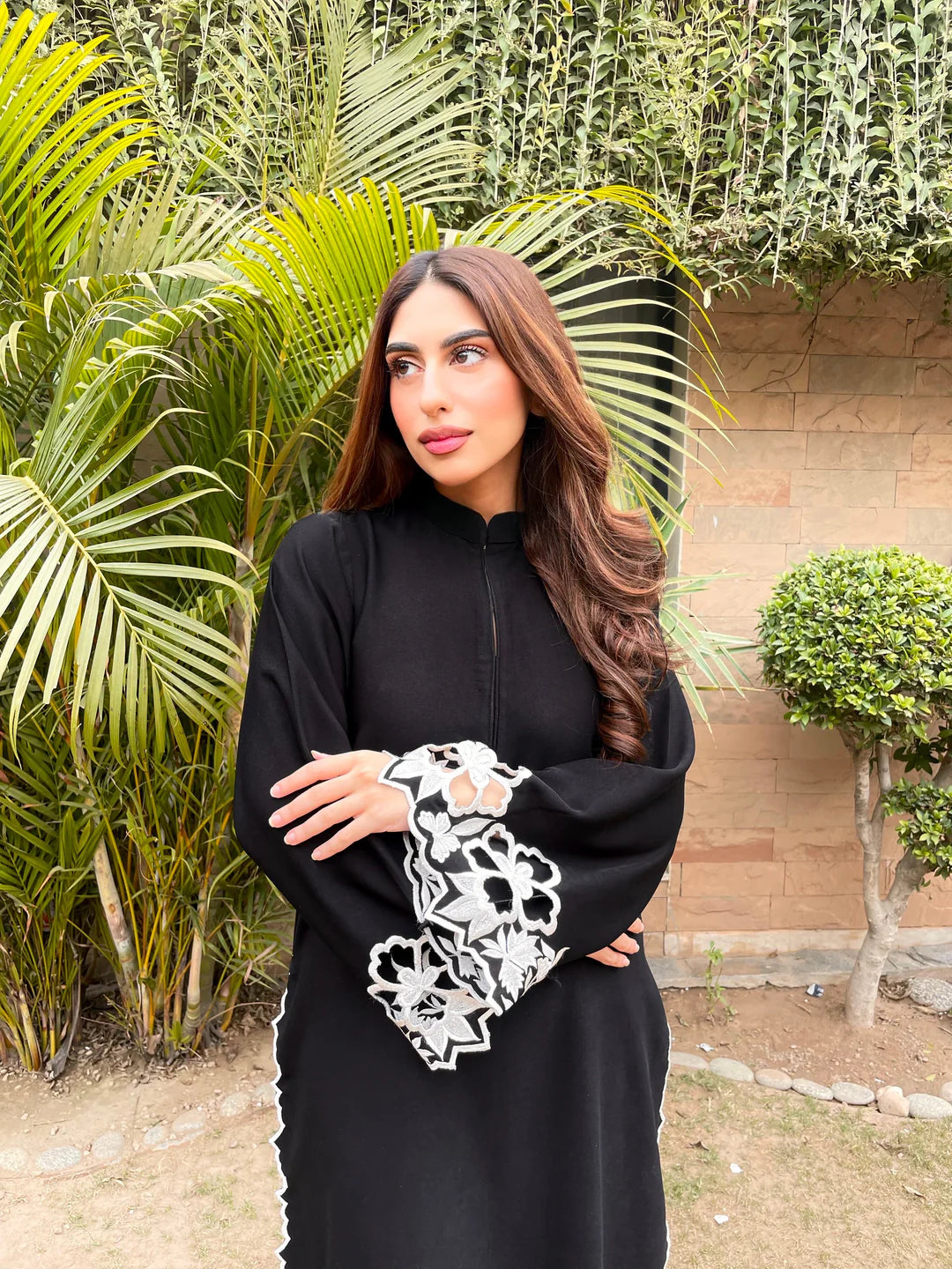 Black scallop Embroidered