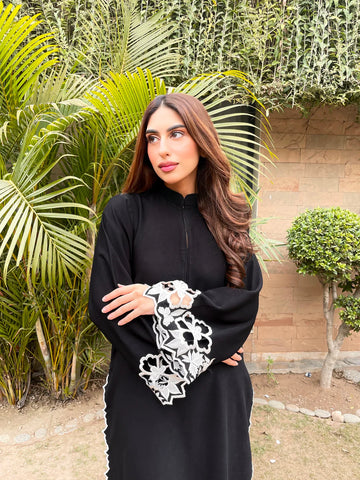 Black scallop Embroidered